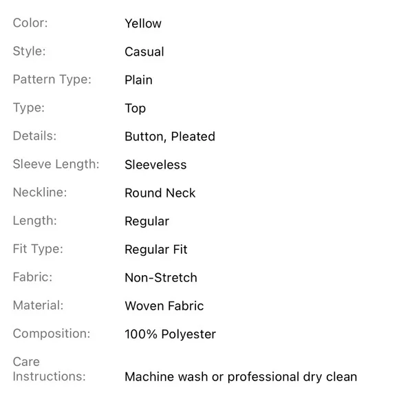 NWT Shein Clasi Solid Fold Pleated Detail Sleeveless Blouse - Picture 4 of 6